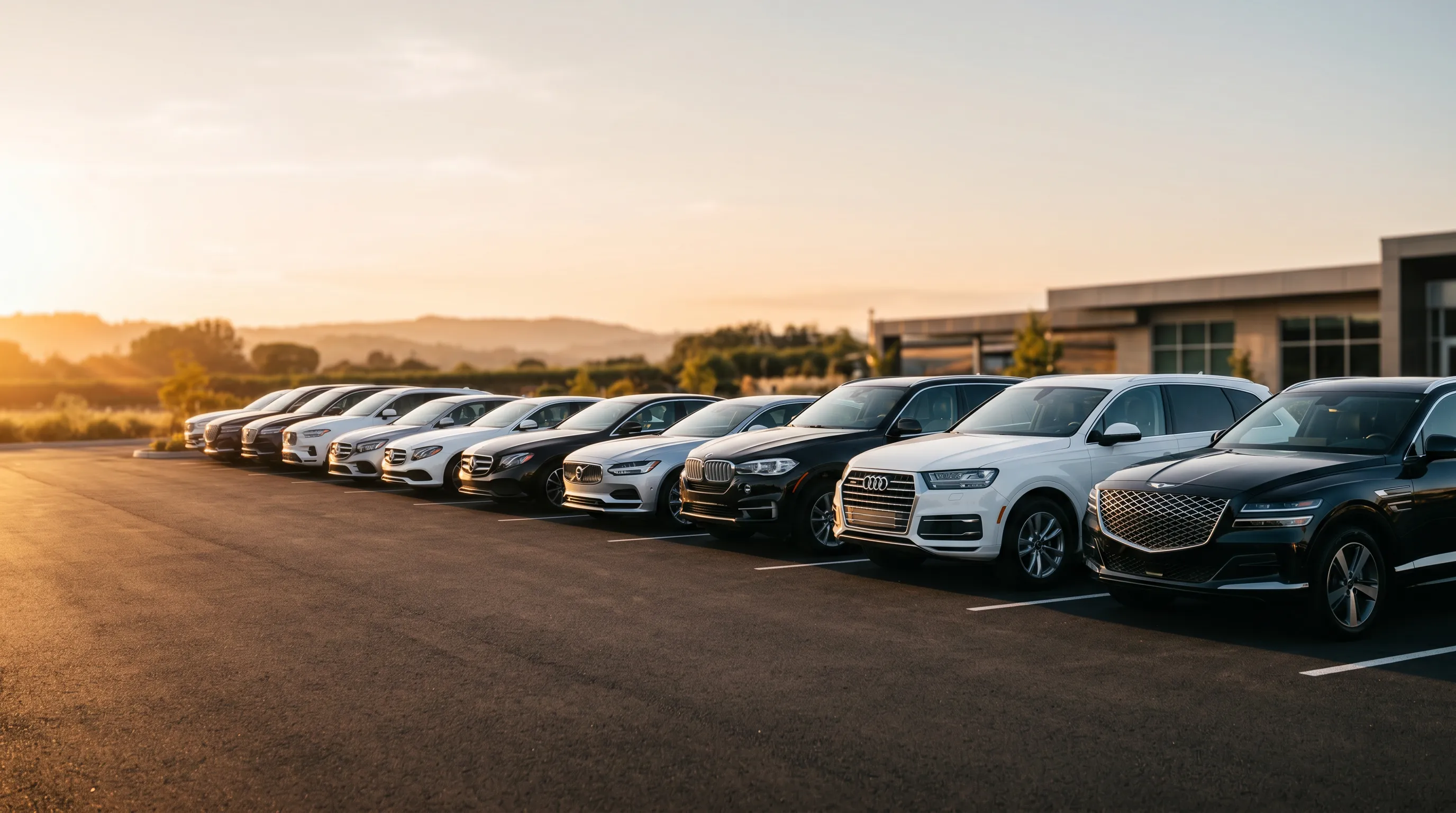 Fleet vehicles lined up, representing per-vehicle revenue splits
